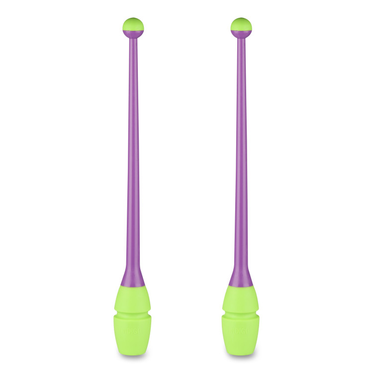 Булавы для художественной гимнастики вставляющиеся INDIGO (пластик,каучук) 41см  Фиолетово-салатовый