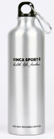 Фляга велосипедная алюминиевая  750мл, серебристая с логотипом, инд.уп. Vinca sport