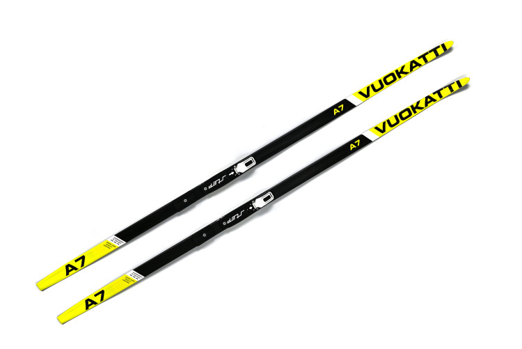 Лыжи 180см VUOKATTI степ с креп. NNN Snowmatic (авто) Black/Yellow