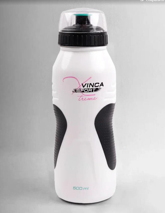 Фляга велосипедная с защитой от пыли 600мл, белая, инд.уп. Vinca Sport