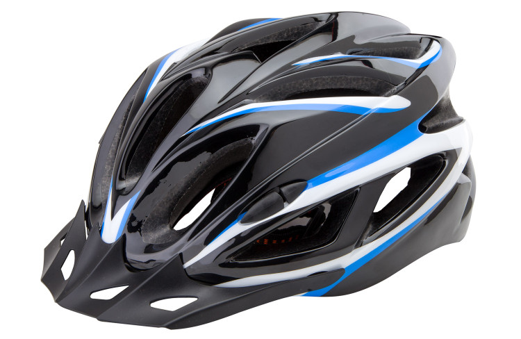 Шлем защитный взрослый HL022 (in-mold) черный/синий, разм. L (58-60 см)