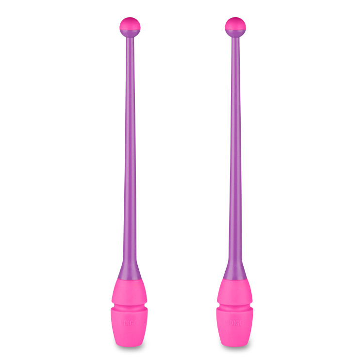 Булавы для художественной гимнастики вставляющиеся INDIGO (пластик,каучук) 36см Фиолетово-розовый