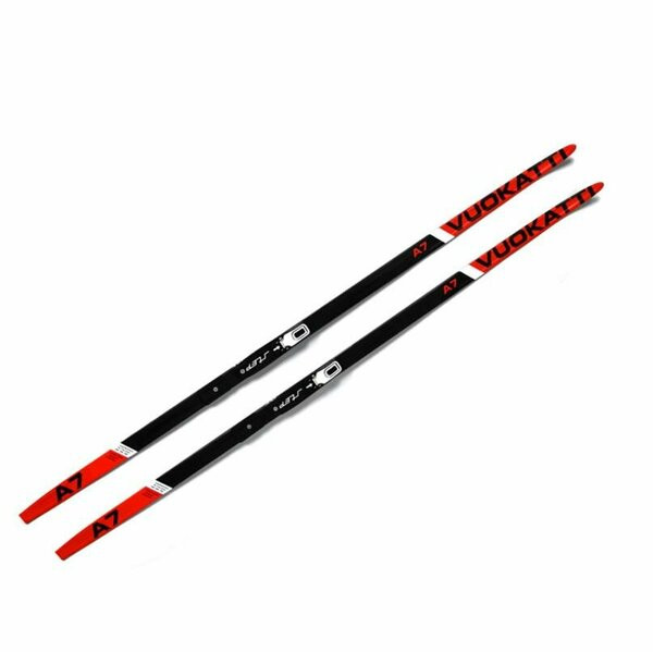 Лыжи 160см VUOKATTI степ с креп. NNN  Black/Red