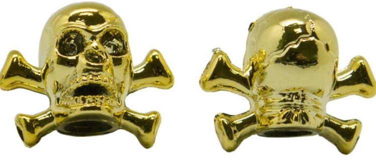 Колпачок NZ-KULO "череп с костями" хром/золото