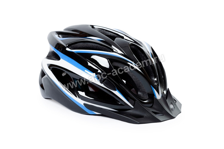 Шлем FSD-HL022 (in-mold). Размер L (58-60 см) чёрный с синими полосами.