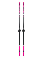 Лыжи 160см VUOKATTI степ с креп. 75мм Black/Magenta