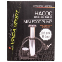 Насос ножной мини, FP 1845D Мax 85psi (6 бар), авто/вело ниппель, алюм. корпус, игла для мяча, Китай