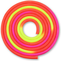 Скакалка для художественной гимнастики утяжеленная трехцветная INDIGO 165 г Красно-желто-розовый