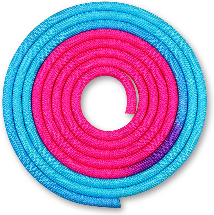 Скакалка для художественной гимнастики утяжеленная двухцветная INDIGO 165 г Голубо-розовый