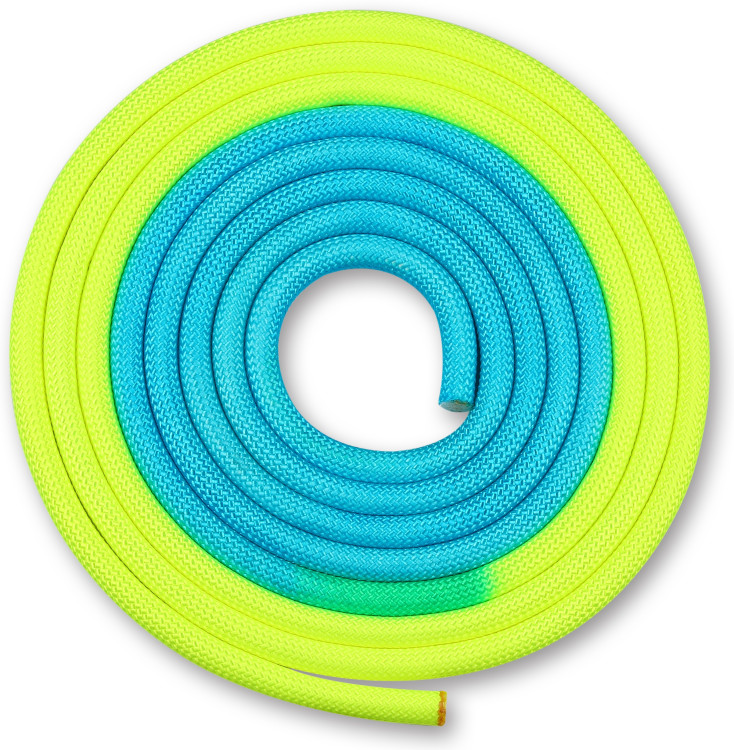 Скакалка для художественной гимнастики утяжеленная двухцветная INDIGO 165 г Желто-голубой