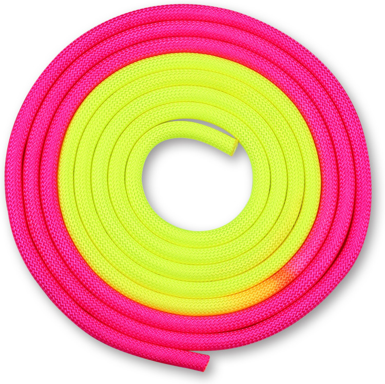 Скакалка для художественной гимнастики утяжеленная двухцветная INDIGO 165 г Желто-Розовый