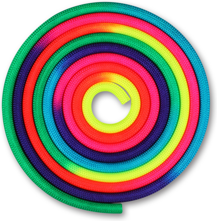 Скакалка для художественной гимнастики утяжеленная семицветная  INDIGO 165 г Радуга