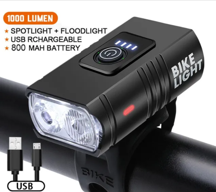 Фонарь передний BIKE LIGHT T6, USB, 1000 лм